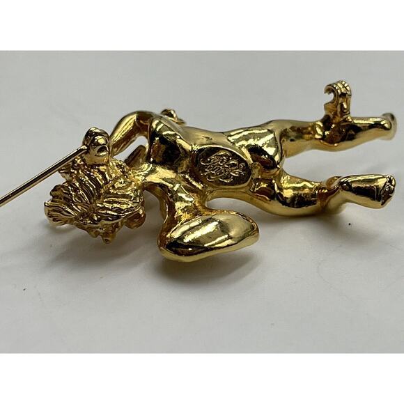 Kirks Folly Two Angel Cherub Star Crystal Gold Tone Pin Brooch - Picture 10 of 13